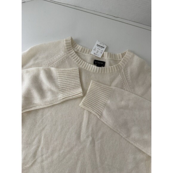 NWT J. Crew Crewneck Sweater Mens Large Cream Lambs Wool Fisherman spring New